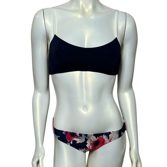 Kate Spade Bikini Set XS Black Floral Two-Piece Swimsuit Adjustable Straps - Picture 1 of 16